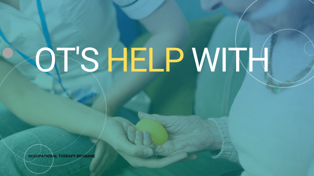 Image of an OT helping a client with a grip training exercise